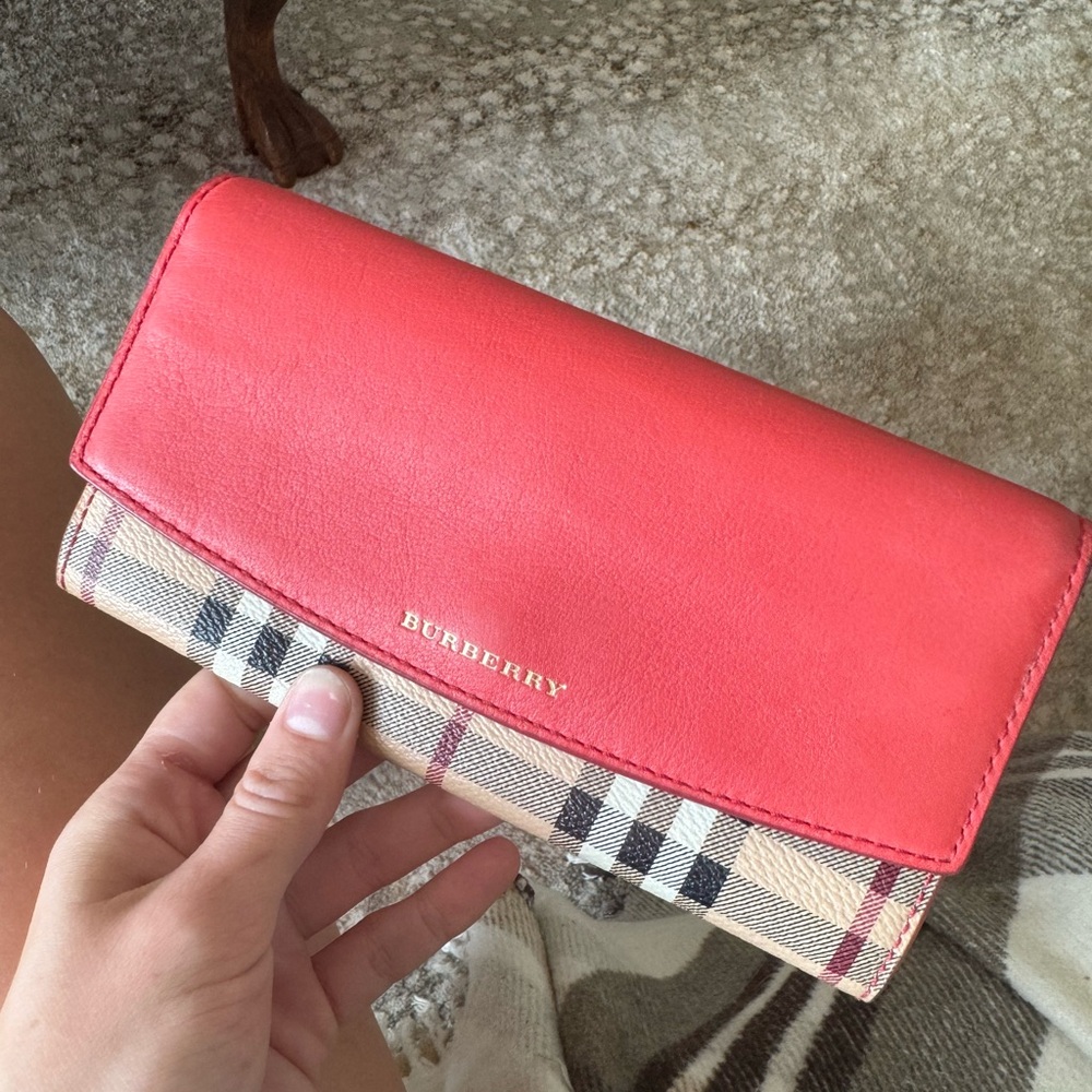 Burberry Red and Checkered Wallet